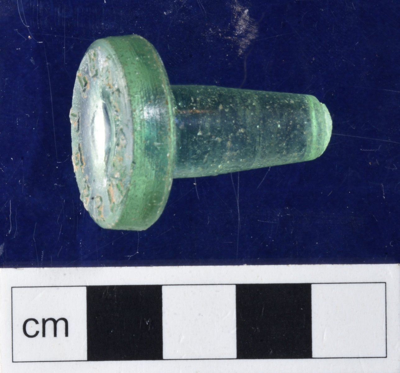 IMAGE 2 – side view of lea & perrins’ glass bottle stopper that was located on the surface curtis park, armidale, nsw, march 2020 (m. zarb).