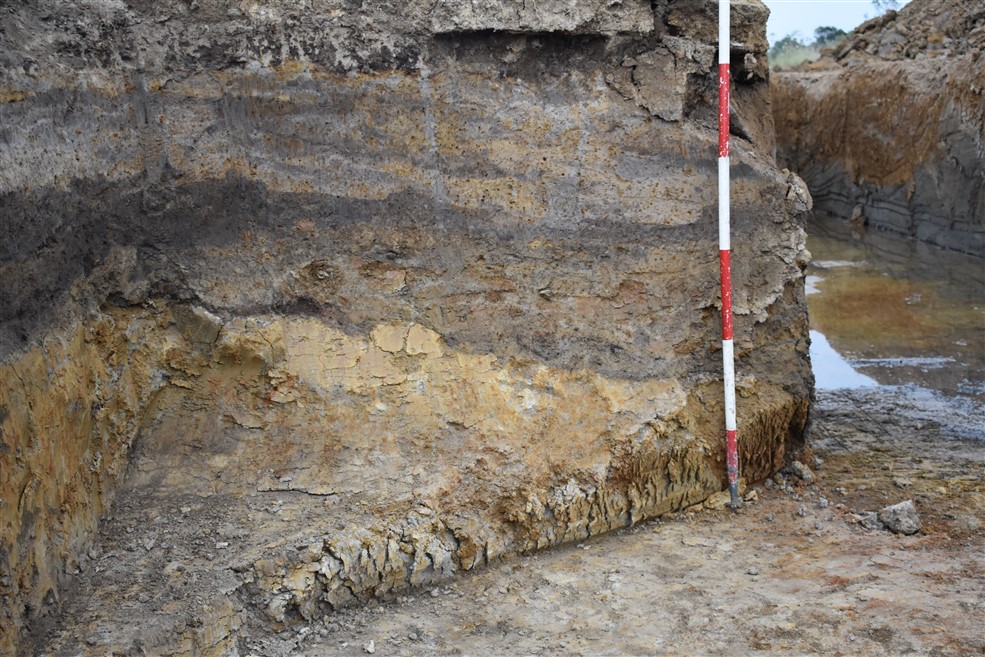 Figure 3, brick clay quarry pit in section, showing gradual stages of in-fill and temporary use as a dam. (source: gml 2018)